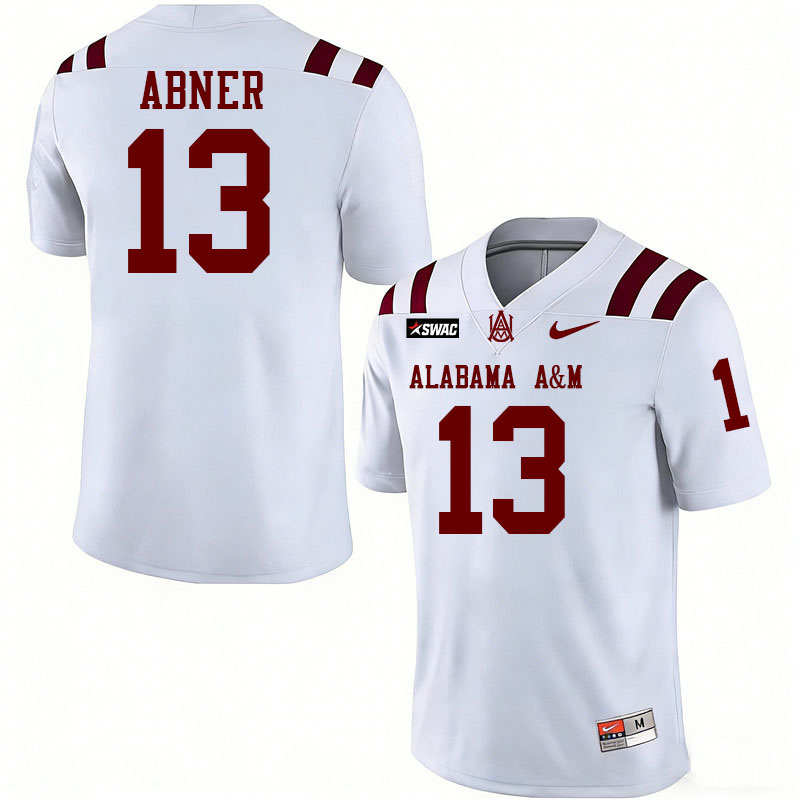 Alabama A&M Bulldogs #13 Travaunta Abner College Football Jerseys,Uniforms-White